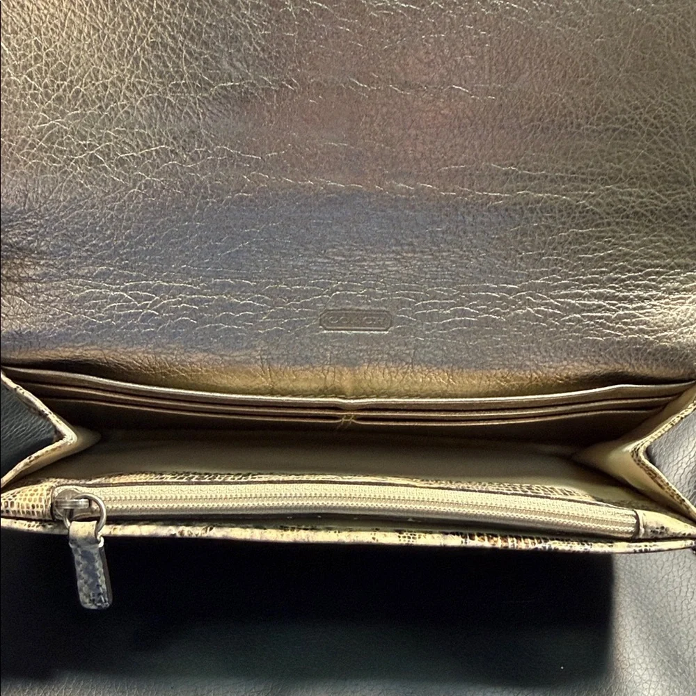 Coach Python Embossed Leather Flap Continental Wallet in GUC